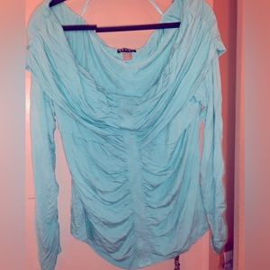 Cold shoulder mesh blouse